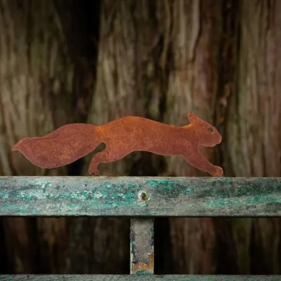 OBOSOE Ekorre i Metall 30 cm – Rostig Järnkonst för Trädgårdsdekoration & Uteplats Dekor