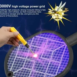 OBOSOE Electric Mosquito Racket, Fly Swatter Racket Uppladdningsbar Bug Zapper Racket Myggfälla ljus Uppladdningsbart myggfälla ljus