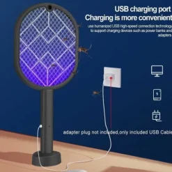 OBOSOE Electric Mosquito Racket, Fly Swatter Racket Uppladdningsbar Bug Zapper Racket Myggfälla ljus Uppladdningsbart myggfälla ljus