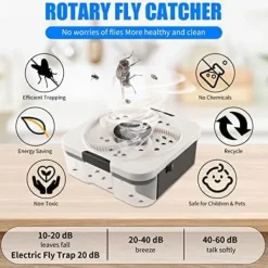OBOSOE Elektrisk Flugfälla – Automatisk Insektsfångare för Inomhusbruk | Eliminerar Småflyg, Mygg & Gnats | Perfekt för Bostad, Veranda & Lantbruk