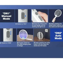OBOSOE Elektrisk flugsmälla 2-i-1 – hopfällbar myggfälla & insektsdödare med lampa, USB-uppladdningsbar
