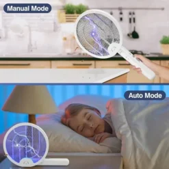 OBOSOE Elektrisk flugsmälla 2-i-1 – hopfällbar myggfälla & insektsdödare med lampa, USB-uppladdningsbar