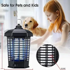 OBOSOE Elektrisk myggdödare – Kraftfull insektsdödare 4200V, Myggfångare med sladd, Vattentät flugfälla för utomhusbruk