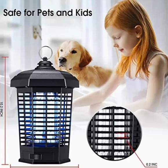 OBOSOE Elektrisk myggdödare – Kraftfull insektsdödare 4200V, Myggfångare med sladd, Vattentät flugfälla för utomhusbruk