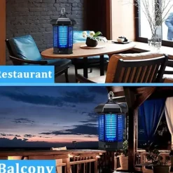 OBOSOE Elektrisk myggdödare – Kraftfull insektsdödare 4200V, Myggfångare med sladd, Vattentät flugfälla för utomhusbruk