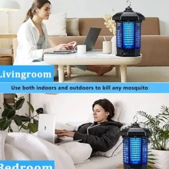 OBOSOE Elektrisk myggdödare – Kraftfull insektsdödare 4200V, Myggfångare med sladd, Vattentät flugfälla för utomhusbruk