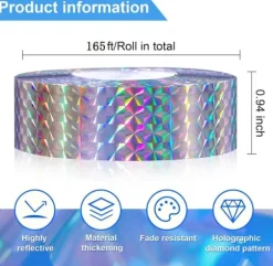 OBOSOE Fågelskrämma Reflekterande Band - 50m,Naturligt fågelavvisande och dekorativt