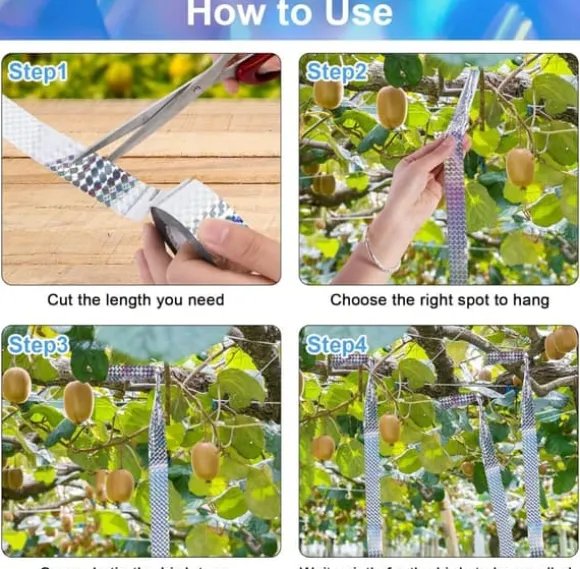 OBOSOE Fågelskrämma Reflekterande Band - 50m,Naturligt fågelavvisande och dekorativt