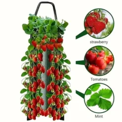 OBOSOE Hängande Odlingspåse/Odlingsväska - 8-håls Vertikal Jordlös Odling, Perfekt för Jordgubbar