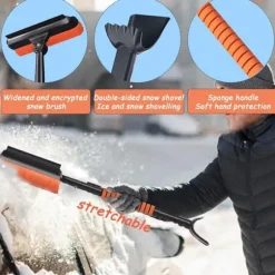 OBOSOE 5-i-1 Bil Snöskyffel, Snöborste & Iskrapa – Multifunktionell Snöborttagare för Bil, Justerbar Längd