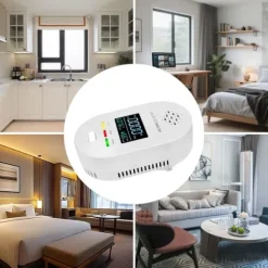 OBOSOE 4-i-1 Gas- & Kolmonoxiddetektor med Temperatur- och Fuktvisning – Väggplugg & Portabel för Hem, Resa, Husvagn