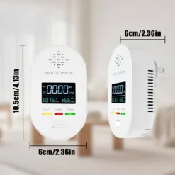 OBOSOE 4-i-1 Gas- & Kolmonoxiddetektor med Temperatur- och Fuktvisning – Väggplugg & Portabel för Hem, Resa, Husvagn