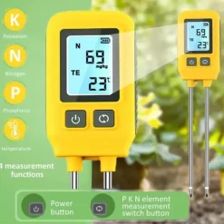 OBOSOE 4-i-1 Jordmätare – PH-mätare, NPK, Fuktighet och Temperatur med LCD Display för Trädgård, Växter och Växthus