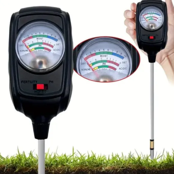 OBOSOE 3-i-1 Jordtestare – Mäter Fukt, Näring och pH i Jord | Trädgård, Gräsmatta, Inomhusväxter | Batterifri