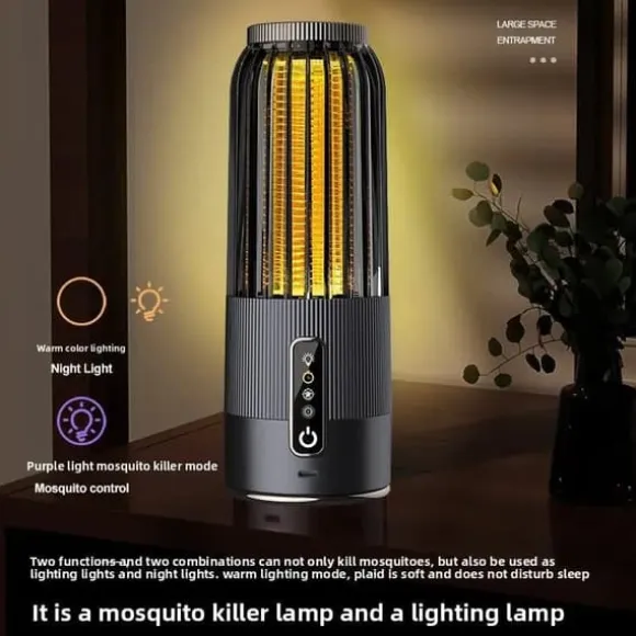 OBOSOE 2-i-1 Portabel Myggdödare/Mygglampa – USB & Solenergi, Uppladdningsbar Insektsdödare Myggfångare