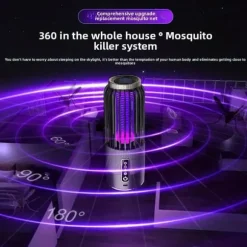 OBOSOE 2-i-1 Portabel Myggdödare/Mygglampa – USB & Solenergi, Uppladdningsbar Insektsdödare Myggfångare