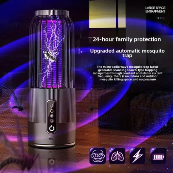 OBOSOE 2-i-1 Portabel Myggdödare/Mygglampa – USB & Solenergi, Uppladdningsbar Insektsdödare Myggfångare