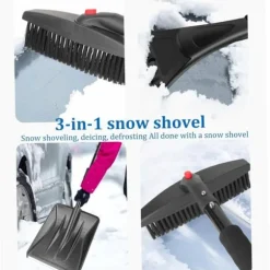 OBOSOE 3-i-1 Snöskyffel med Iskrapa & Snöborste – Portabel Fällbar Snöskyffel för Bil & Trädgård