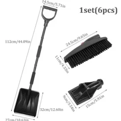 OBOSOE 3-i-1 Snöskyffel med Iskrapa & Snöborste – Portabel Fällbar Snöskyffel för Bil & Trädgård