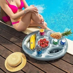 OBOSOE Inflatable Drink Holder för Pool och Badkar – Flytande matbricka，Perfekt för Sommarens Pooltillbehör