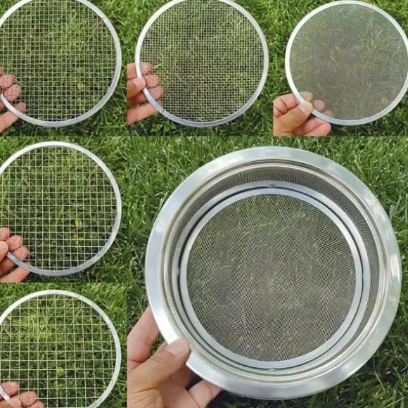 OBOSOE Jordsåll av rostfritt stål – Sållningsset med 5 utbytbara såll (1 mm, 3 mm, 6 mm, 9 mm, 12 mm) – Trädgårdssåll för jord, sand, sten, filtrering | CDON