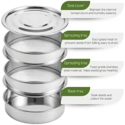 OBOSOE 3-lagers rostfritt stål grokit - Staplingsbara grobrickor för odling av färska organiska groddar som lusern, rädisa, broccolispiror, vetegräs | CDON