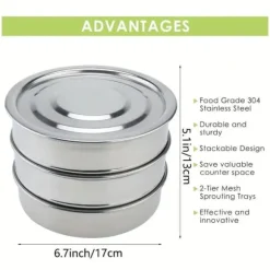 OBOSOE 3-lagers rostfritt stål grokit - Staplingsbara grobrickor för odling av färska organiska groddar som lusern, rädisa, broccolispiror, vetegräs | CDON