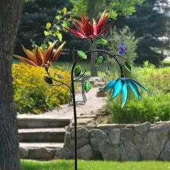 OBOSOE Lyckoblomma Vindmölla - Färgglad Trädgårdspyramid i Metall | Elfri Utomhusdekoration till Trädgård & Patio | Mors Dag-present i Art Deco-stil | CDON