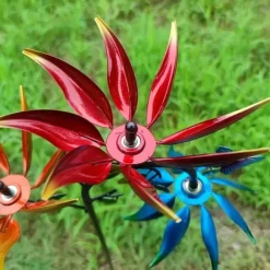 OBOSOE Lyckoblomma Vindmölla - Färgglad Trädgårdspyramid i Metall | Elfri Utomhusdekoration till Trädgård & Patio | Mors Dag-present i Art Deco-stil | CDON