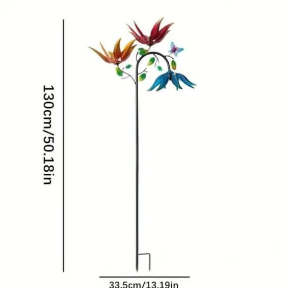 OBOSOE Lyckoblomma Vindmölla - Färgglad Trädgårdspyramid i Metall | Elfri Utomhusdekoration till Trädgård & Patio | Mors Dag-present i Art Deco-stil | CDON