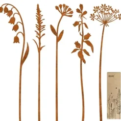 OBOSOE Metallblommor för Utomhusbruk – Dekorativa Trädgårdspinnar & Blomsterbäddsdekoration