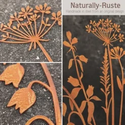 OBOSOE Metallblommor för Utomhusbruk – Dekorativa Trädgårdspinnar & Blomsterbäddsdekoration