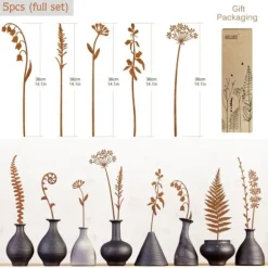 OBOSOE Metallblommor för Utomhusbruk – Dekorativa Trädgårdspinnar & Blomsterbäddsdekoration