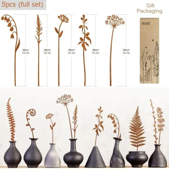 OBOSOE Metallblommor för Utomhusbruk – Dekorativa Trädgårdspinnar & Blomsterbäddsdekoration