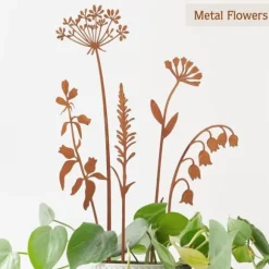 OBOSOE Metallblommor för Utomhusbruk – Dekorativa Trädgårdspinnar & Blomsterbäddsdekoration