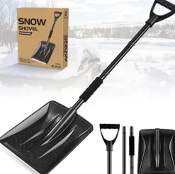 OBOSOE Nöd Snöskyffel med Aluminiumhandtag – Lätt, Justerbar & Bärbar för Hem, Trädgård och Camping