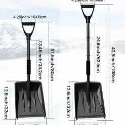 OBOSOE Nöd Snöskyffel med Aluminiumhandtag – Lätt, Justerbar & Bärbar för Hem, Trädgård och Camping