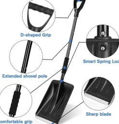 OBOSOE Nöd Snöskyffel med Aluminiumhandtag – Lätt, Justerbar & Bärbar för Hem, Trädgård och Camping