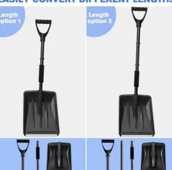 OBOSOE Nöd Snöskyffel med Aluminiumhandtag – Lätt, Justerbar & Bärbar för Hem, Trädgård och Camping