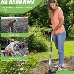 OBOSOE Ogräsupptagare / Ogräsborttagare 148 cm – 2-i-1 Ogräshacka med Långt Handtag för Trädgård