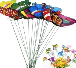 OBOSOE 50-pack Avtagbara 3D Fjäril Trädgårdsdekoration – Vattentäta PVC Blompinne Prydnader för Utomhusbruk