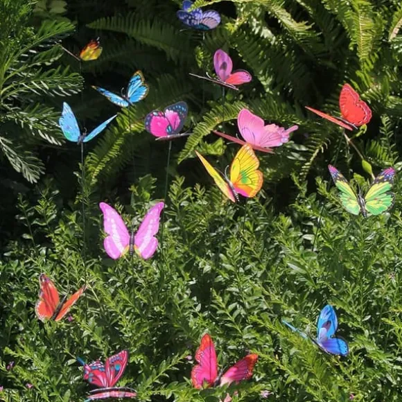 OBOSOE 50-pack Avtagbara 3D Fjäril Trädgårdsdekoration – Vattentäta PVC Blompinne Prydnader för Utomhusbruk