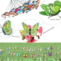 OBOSOE 50-pack Avtagbara 3D Fjäril Trädgårdsdekoration – Vattentäta PVC Blompinne Prydnader för Utomhusbruk