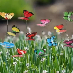 OBOSOE 50-pack Avtagbara 3D Fjäril Trädgårdsdekoration – Vattentäta PVC Blompinne Prydnader för Utomhusbruk