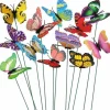 OBOSOE 50-pack Färgglada Fjärilar – 12 cm Trädgårdsdekoration med Pinne, Perfekt för Balkong, Gräsmatta & Terrass