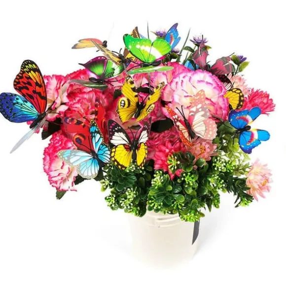 OBOSOE 50-pack Färgglada Fjärilar – 12 cm Trädgårdsdekoration med Pinne, Perfekt för Balkong, Gräsmatta & Terrass