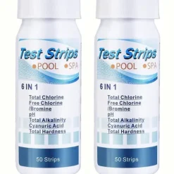 OBOSOE 100-pack 6-i-1 Pool- och Spa-teststickor , Vattentestare - pH, Klor, Alkalinitet, Cyanursyra, Hårdhet