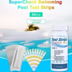 OBOSOE 100-pack 6-i-1 Pool- och Spa-teststickor , Vattentestare - pH, Klor, Alkalinitet, Cyanursyra, Hårdhet