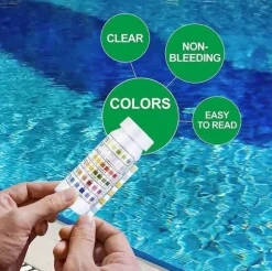 OBOSOE 100-pack 6-i-1 Pool- och Spa-teststickor , Vattentestare - pH, Klor, Alkalinitet, Cyanursyra, Hårdhet