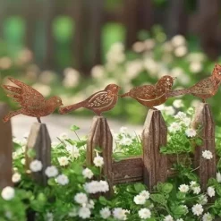 OBOSOE 4-pack rostiga fåglar väggdekoration– Järnkonst Trädgårdsdekoration & Utomhusskulptur i Metall